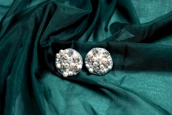 Classic Pearl and Crystal Cluster Earrings - Image 3