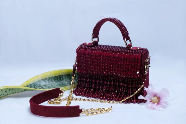 Ruby Red Beaded Handbag - Image 2