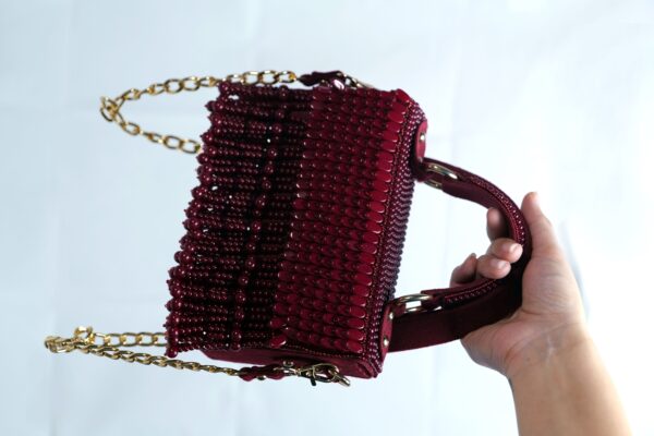 Ruby Red Beaded Handbag - Image 3