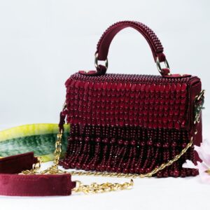 Ruby Red Beaded Handbag