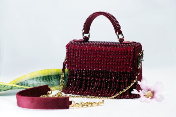Ruby Red Beaded Handbag