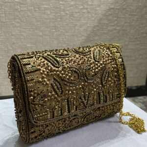 Bronze flower sling bag