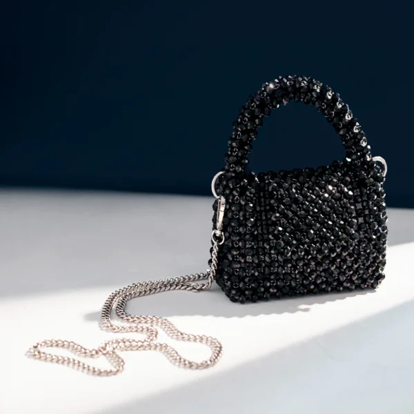 Black Pearls Embellished Mini Shoulder Bag - Image 4