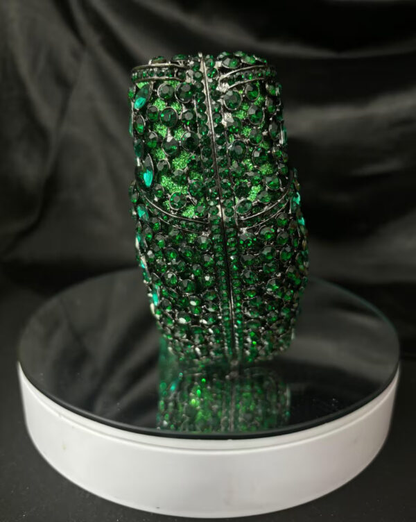 Green Bow Shaped Sparkly Crystal Clutch Purse - Image 4