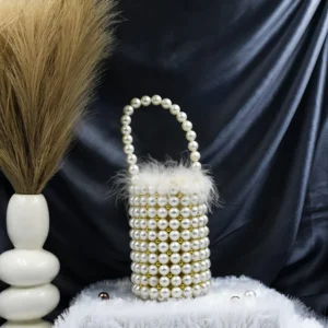 Pearl Bag With Fur Detailing