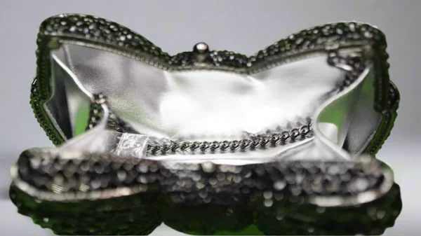 Black Bow Shaped Sparkly Crystal Clutch Purse - Image 2