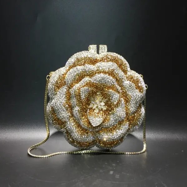 Blooming Flower Round Crystal Clutch - Image 3