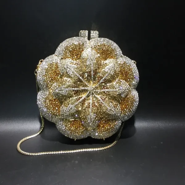Blooming Flower Round Crystal Clutch