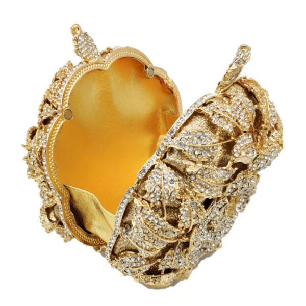 Blooming Rose Flower Round Crystal Clutch Purse - Image 4