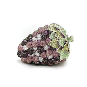 Bunch of Purple Grapes Fruit Themed Luxury Crystal Clutch