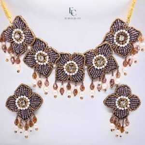 Floral Neck Set and Earrings