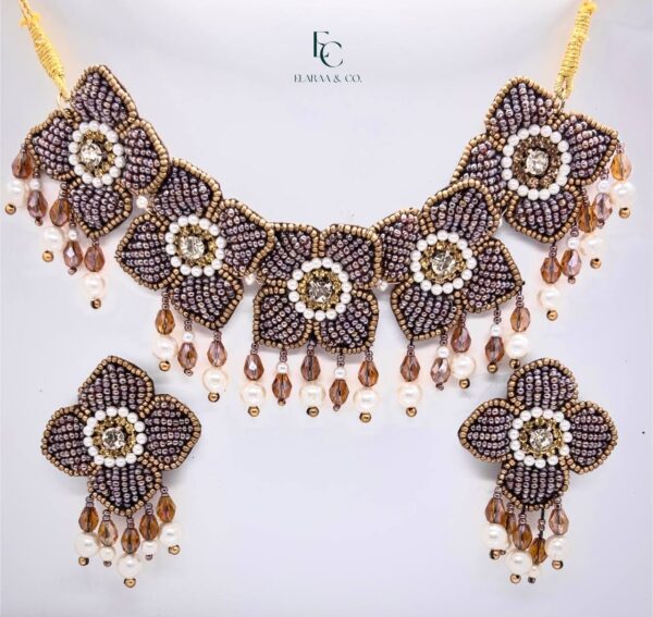 Floral Neck Set and Earrings