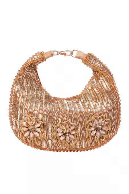 Gold Embroidery, Suede Embellished Hobo Bag - Image 2