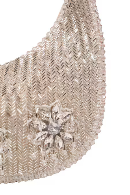 Silver Embroidery, Suede Embellished Hobo Bag - Image 3