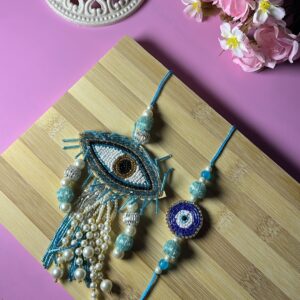 Rakhi Set for Bhaiya Bhabhi Blue Evil Eye