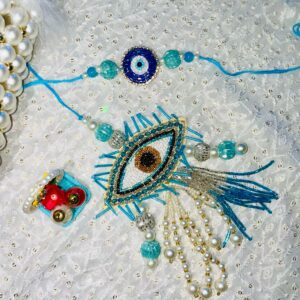 Rakhi Set for Bhaiya Bhabhi Blue Evil Eye