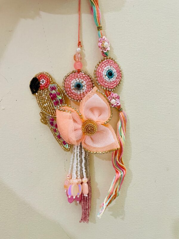 Rakhi Set for Bhaiya Bhabhi Pink Flower Assorted - Image 2