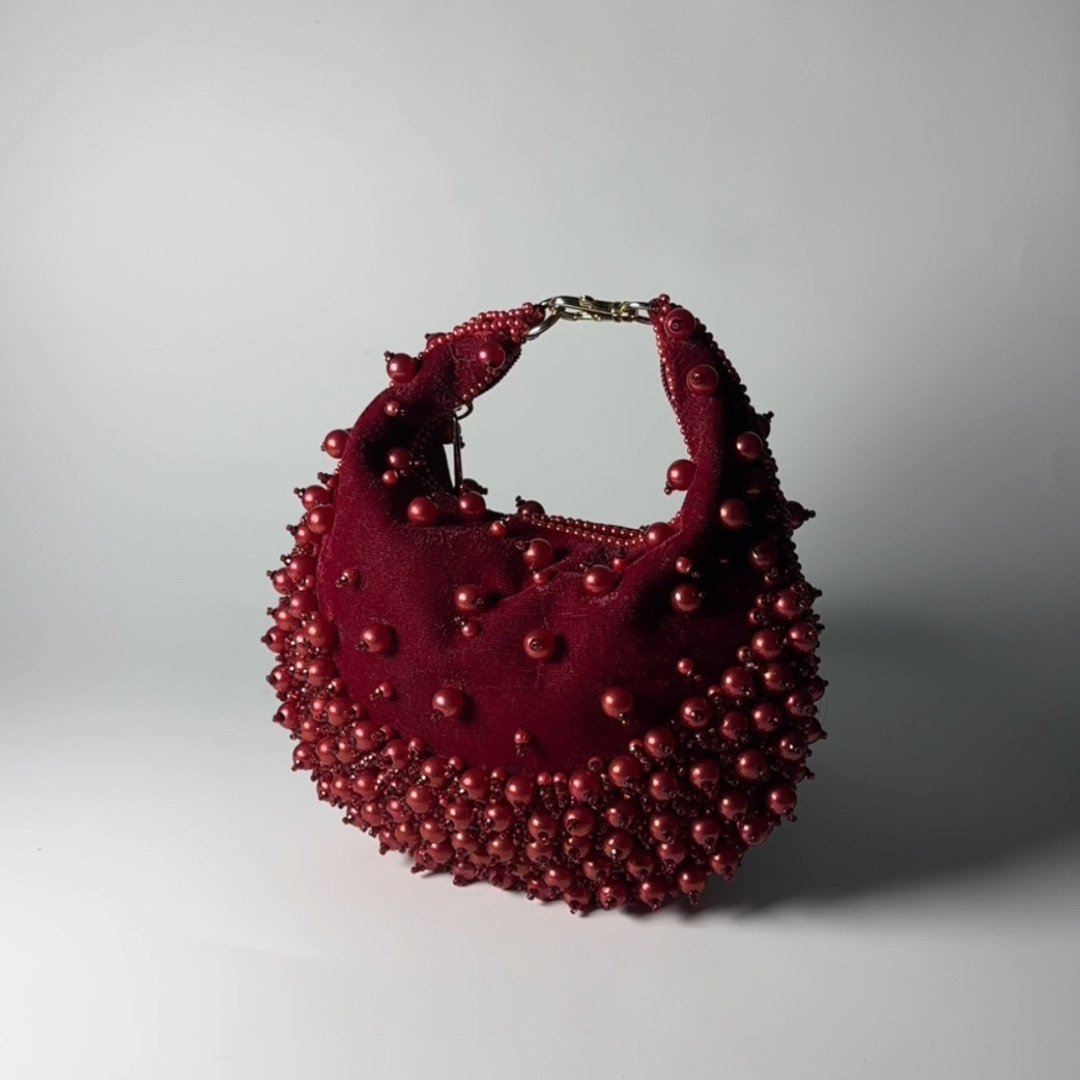 Crimson Bloom Pearl Bag - Image 2