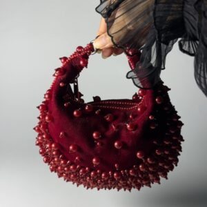 Crimson Bloom Pearl Bag