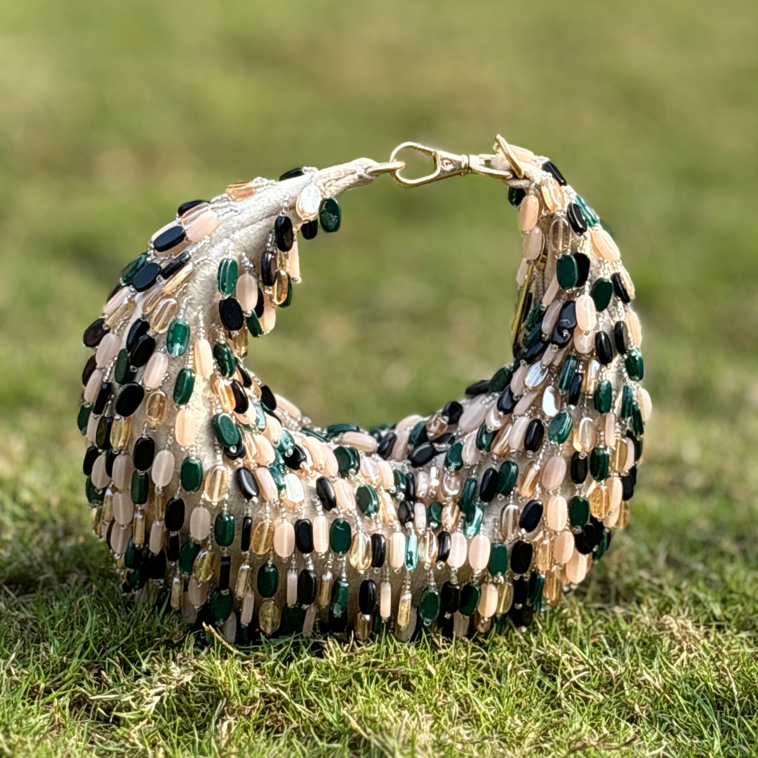 Emerald Luxe Handcrafted Beaded Statement Clutch