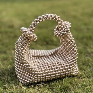 Gold Beaded Party Handbag