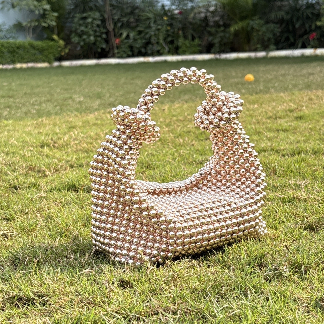 Gold Beaded Party Handbag - Image 4