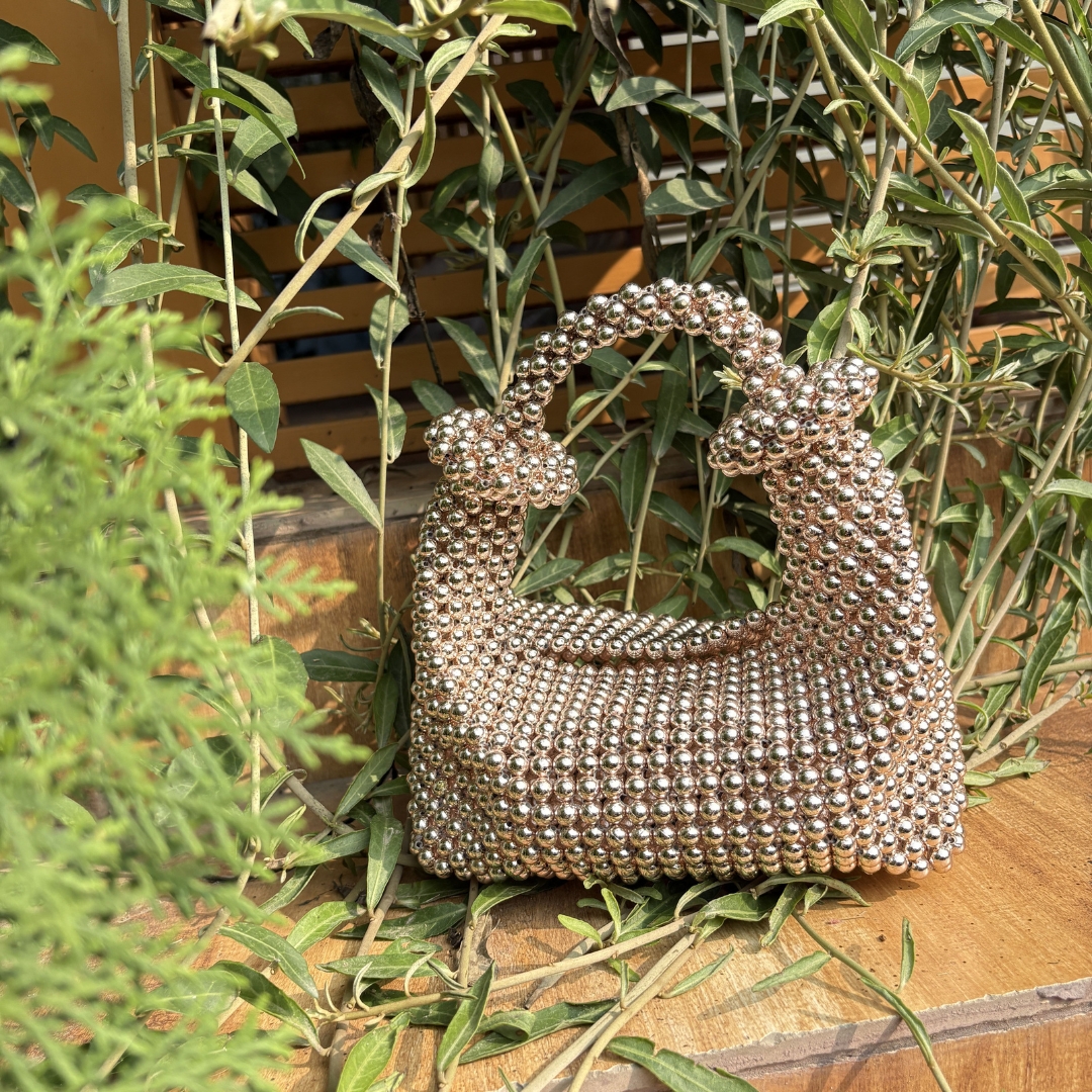 Gold Beaded Party Handbag - Image 3