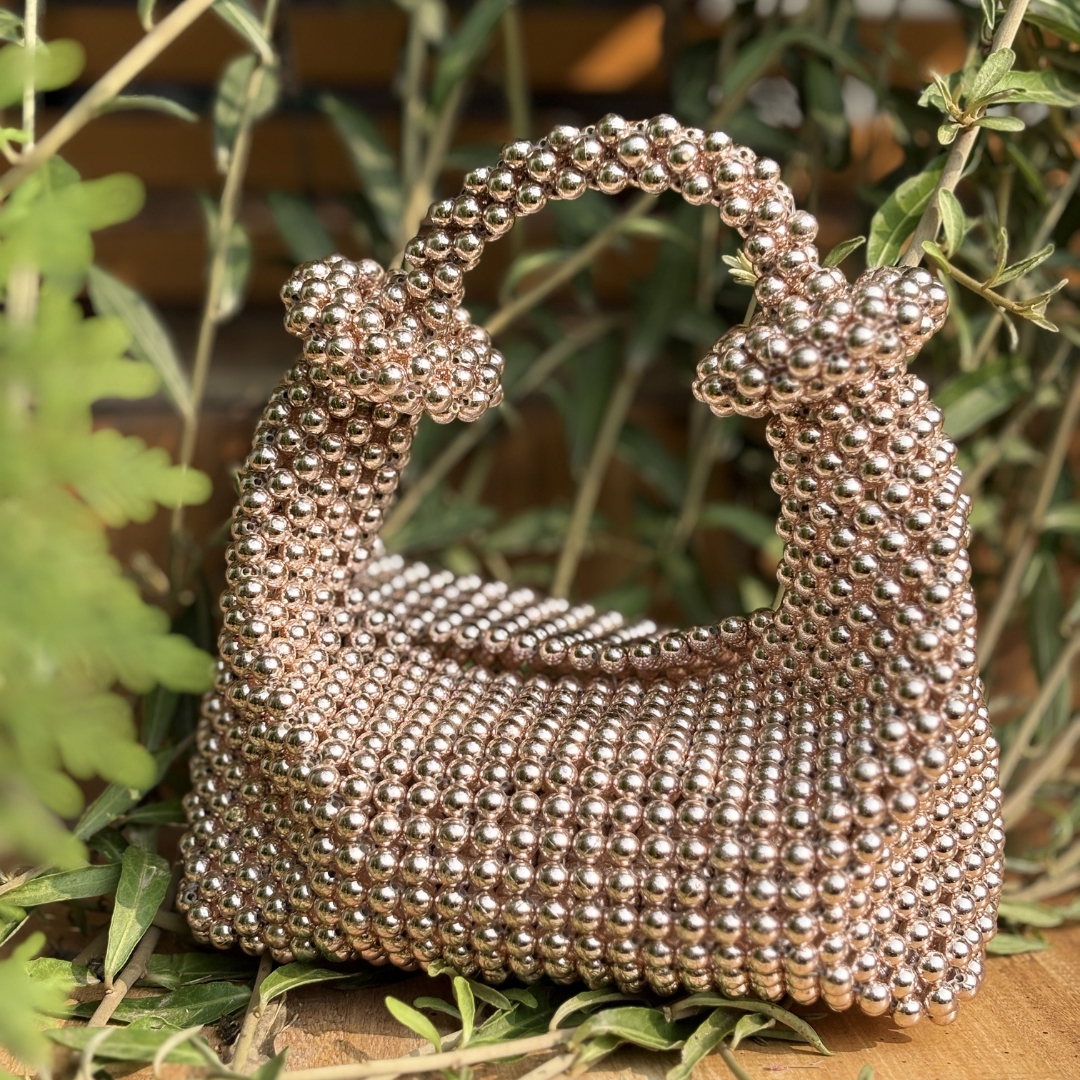 Gold Beaded Party Handbag - Image 2