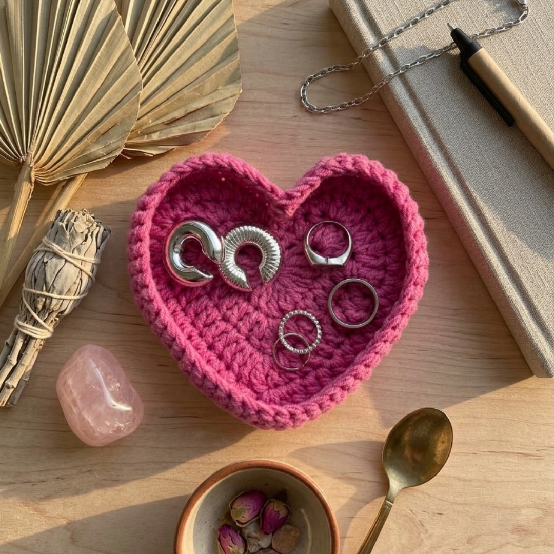 Handmade Trinket Heart Tray - Pink Jewellery Organizer & Decorative Gift