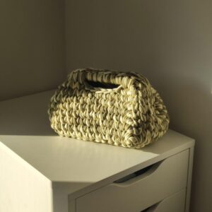 Crochet Clutch Bag – Beige Minimal Aesthetic Handbag for Women